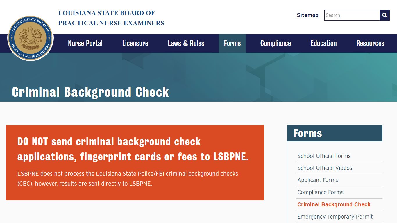 Criminal Background Check - Louisiana State Board of Practical Nurse ...